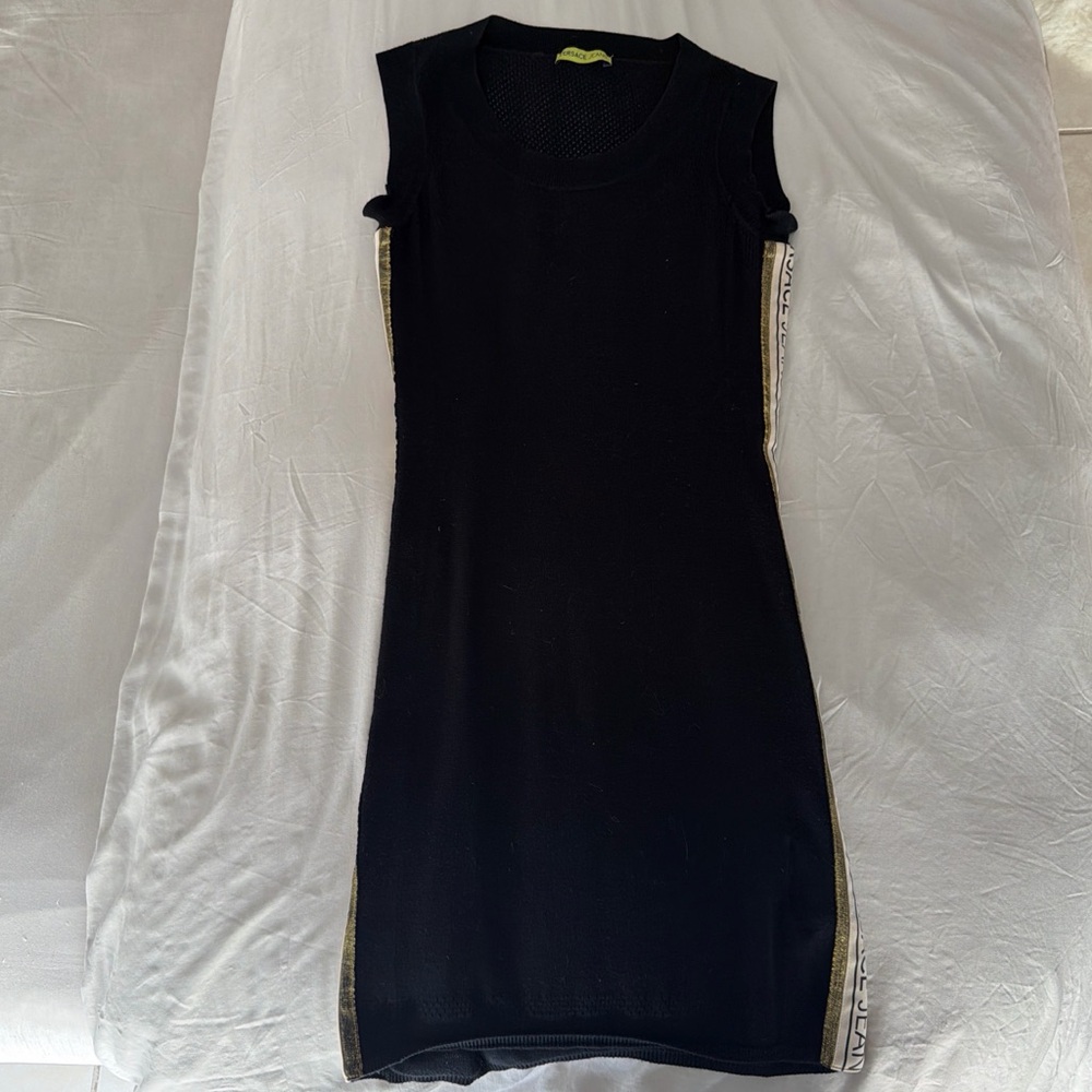 Versace Jeans Collection Black and Gold Mini Dress